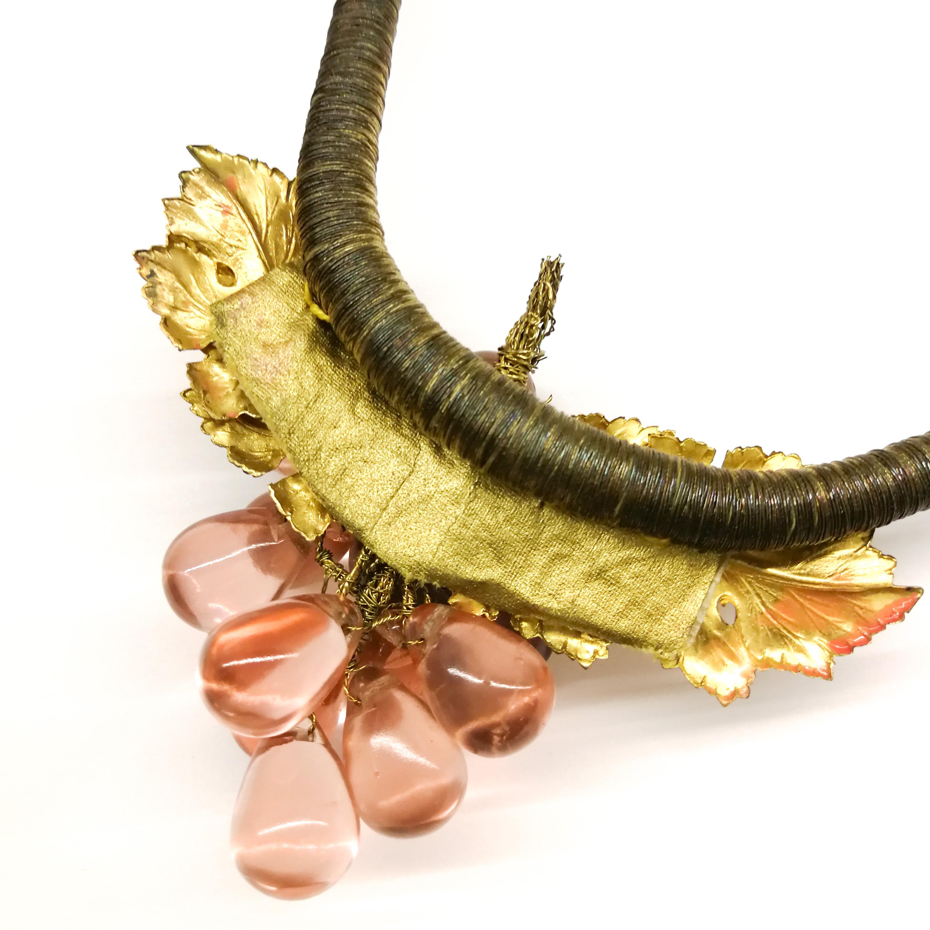 An unusual coloured glass and gilt metal 'grape' necklace, France, 1920s. 6
