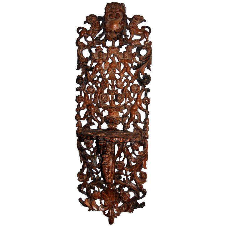 An Unusual Continental Carved Wall Bracket For Sale