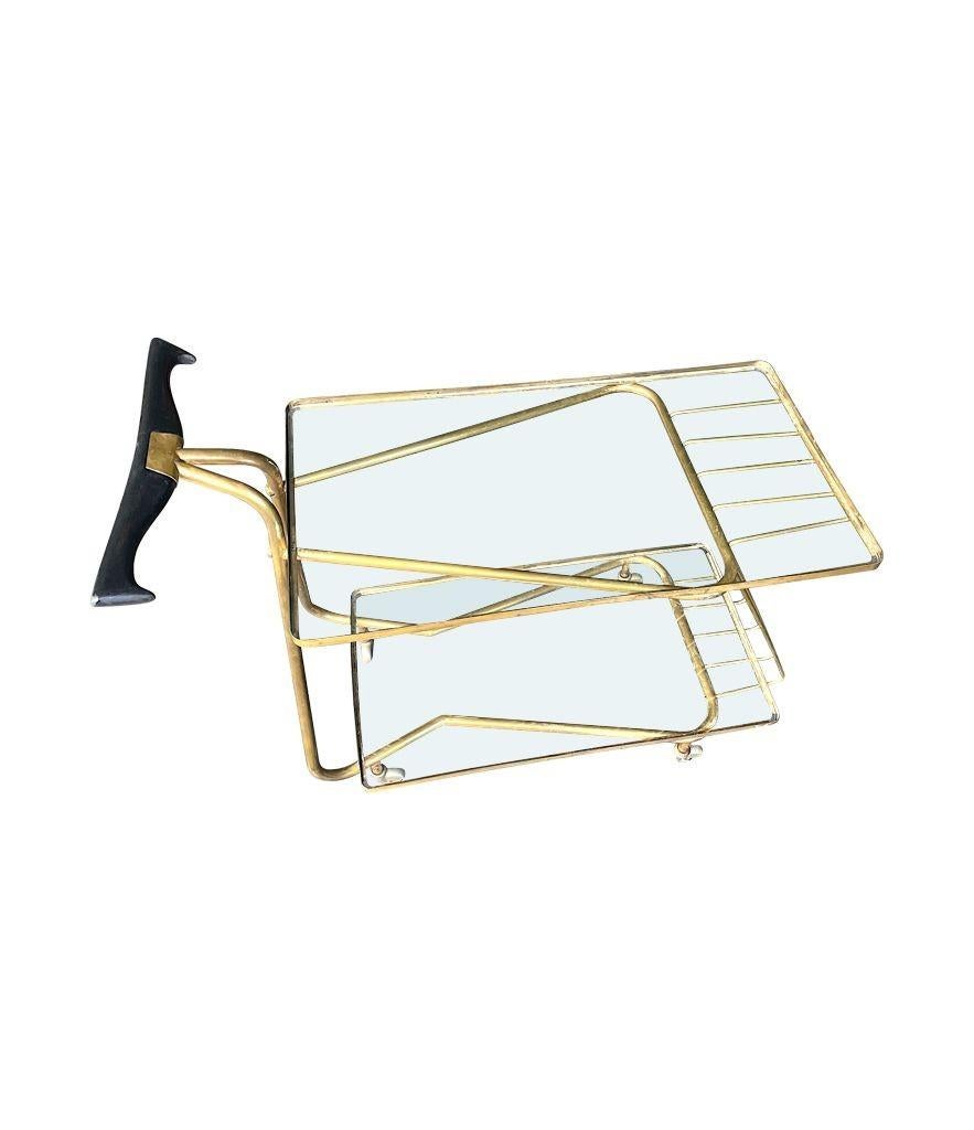 An unusual designed Italian 1950s brass bar trolley by Cesare Lacca For Sale 4