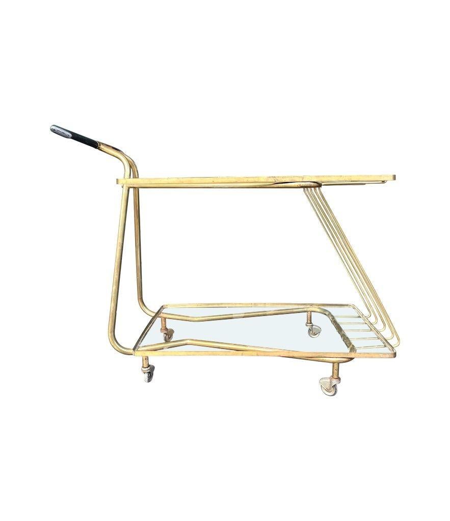 An unusual designed Italian 1950s brass bar trolley by Cesare Lacca For Sale 6