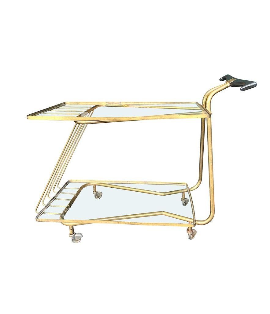 An unusual designed Italian 1950s brass bar trolley by Cesare Lacca For Sale 8