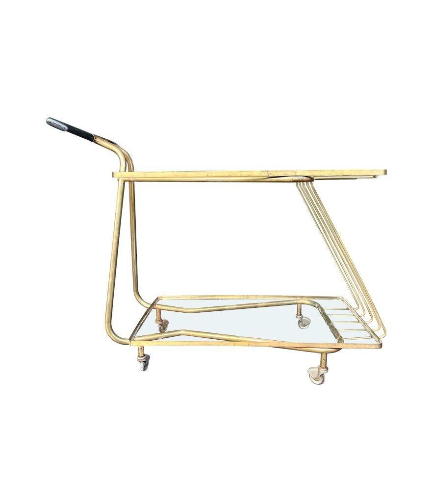 An unusual designed Italian 1950s brass bar trolley by Cesare Lacca For Sale 9
