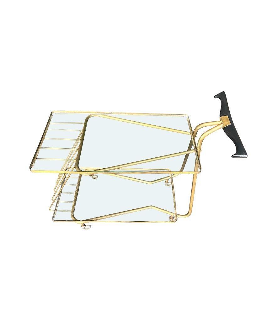 An unusual designed Italian 1950s brass bar trolley by Cesare Lacca For Sale 10