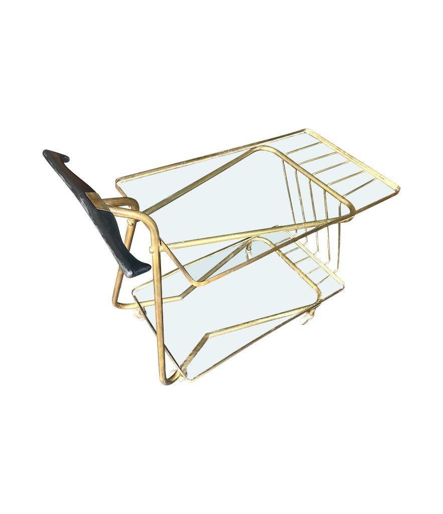 An unusual designed Italian 1950s brass bar trolley by Cesare Lacca For Sale 12