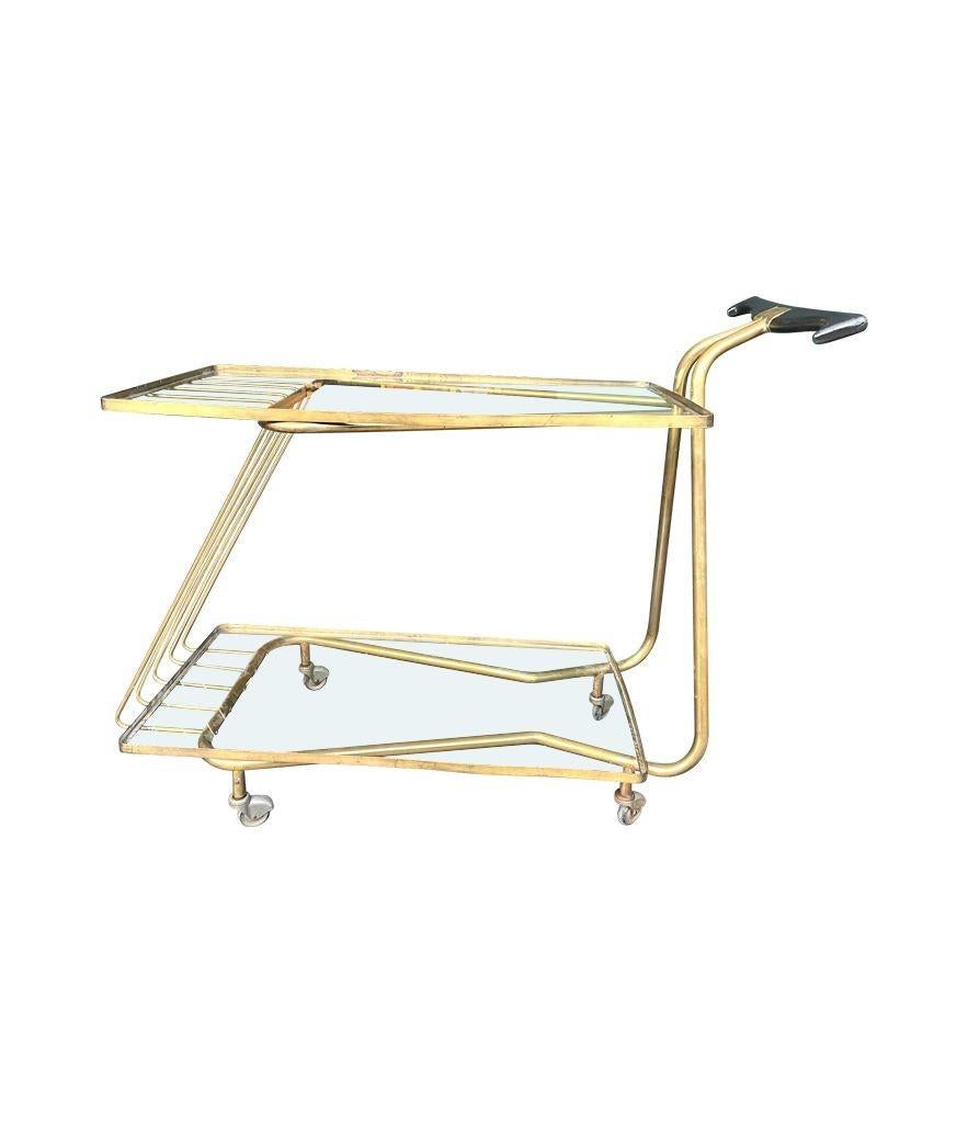 Mid-20th Century An unusual designed Italian 1950s brass bar trolley by Cesare Lacca For Sale