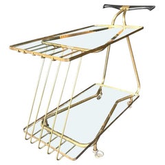 An unusual designed Italian 1950s brass bar trolley by Cesare Lacca