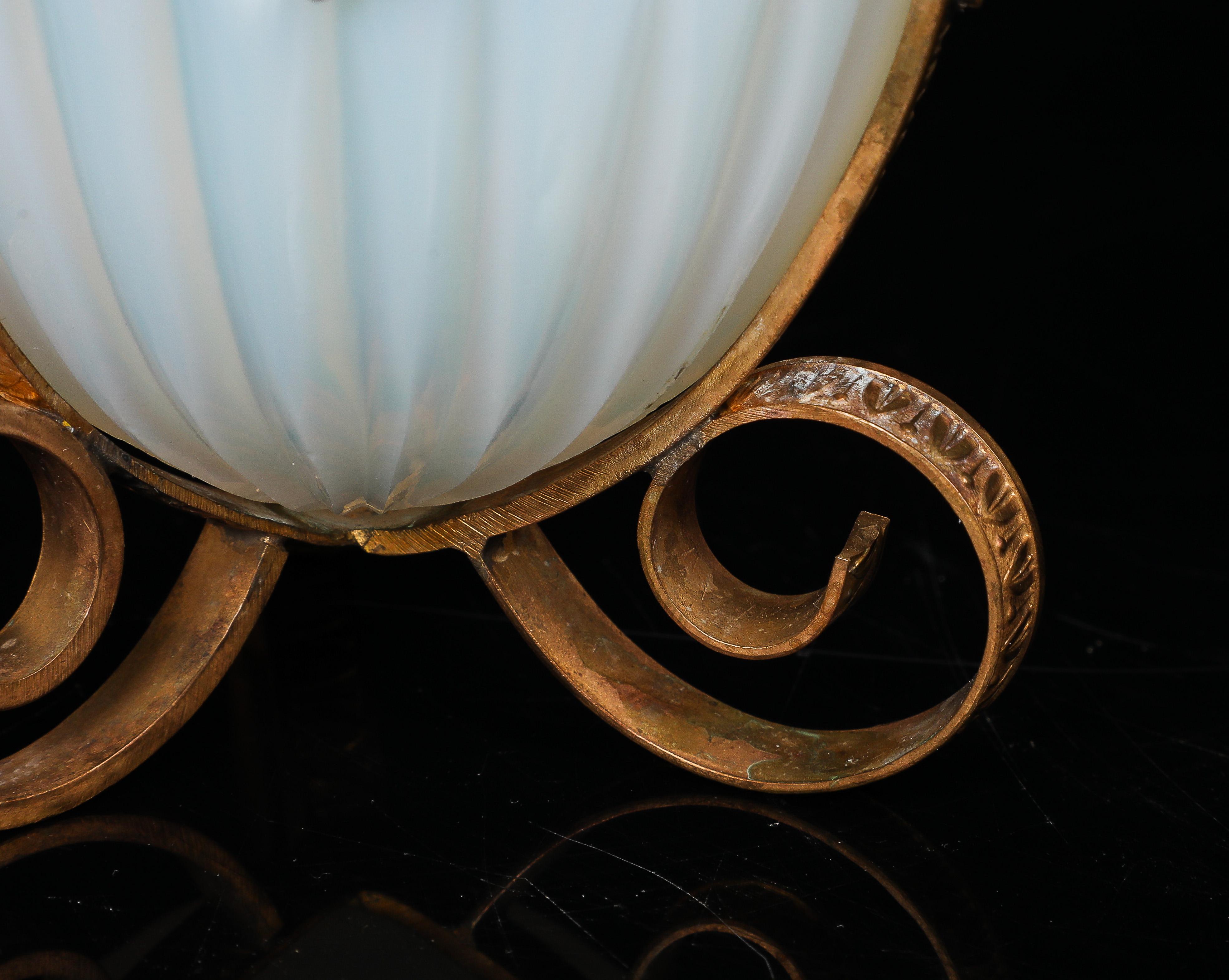 An Unusual Dore Bronze Mounted French Baccarat Opaline Crystal Egg-Form Box For Sale 4