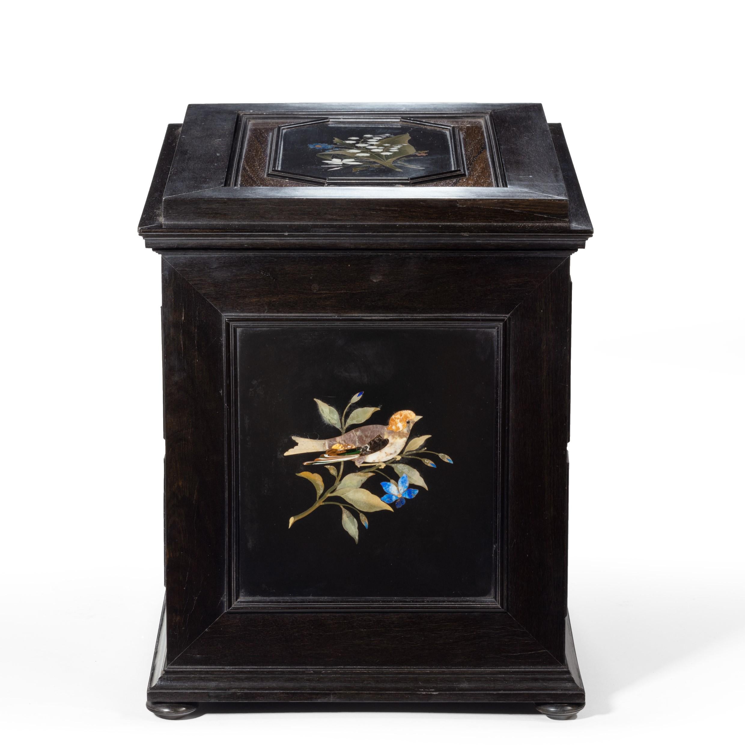 An unusual ebony bijouterie table cabinet showing Calvary Church, Stonington, Lo For Sale 5