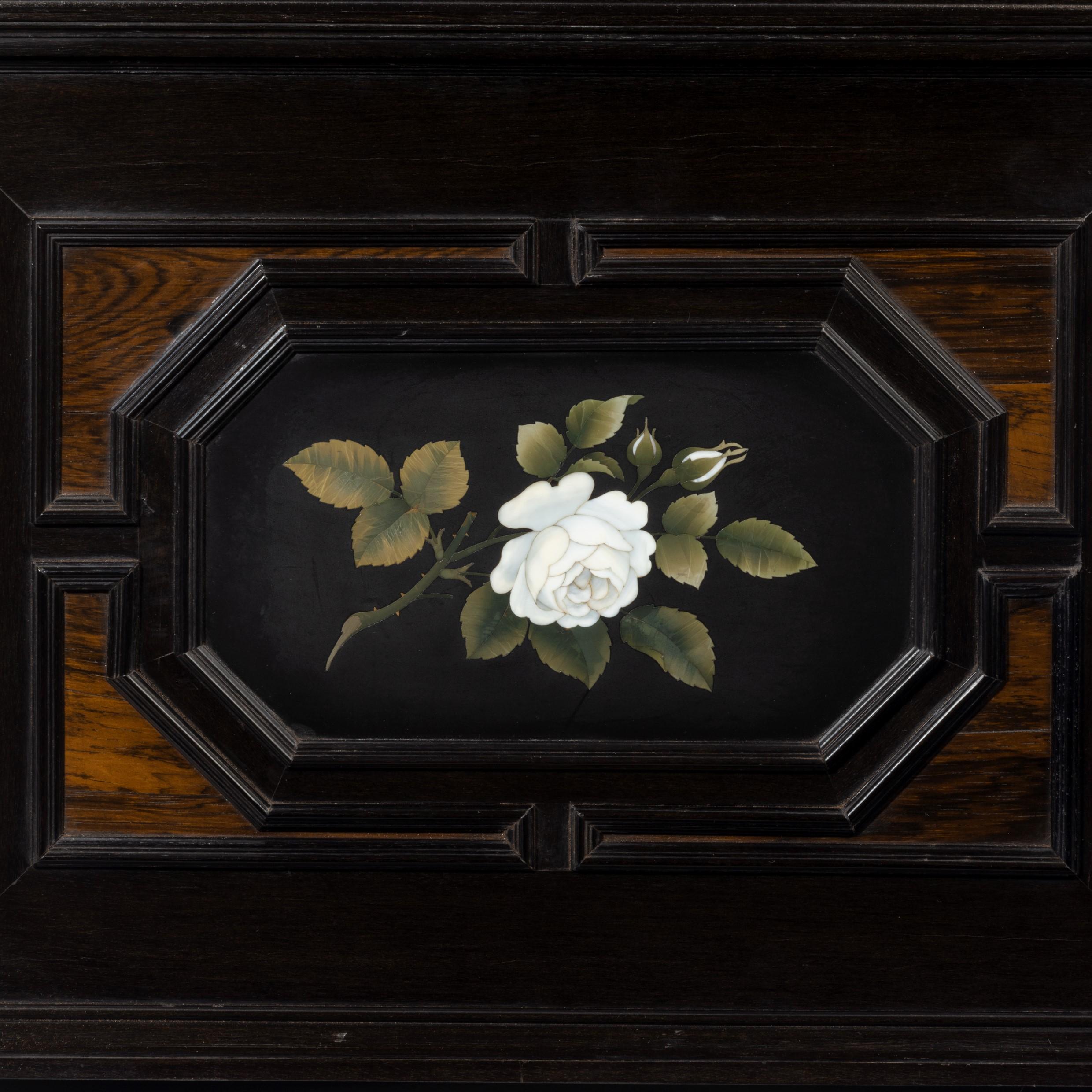 An unusual ebony bijouterie table cabinet showing Calvary Church, Stonington, Lo For Sale 3