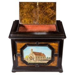 Un meuble de bijouterie en ébène inhabituel représentant Calvary Church, Stonington, Lo