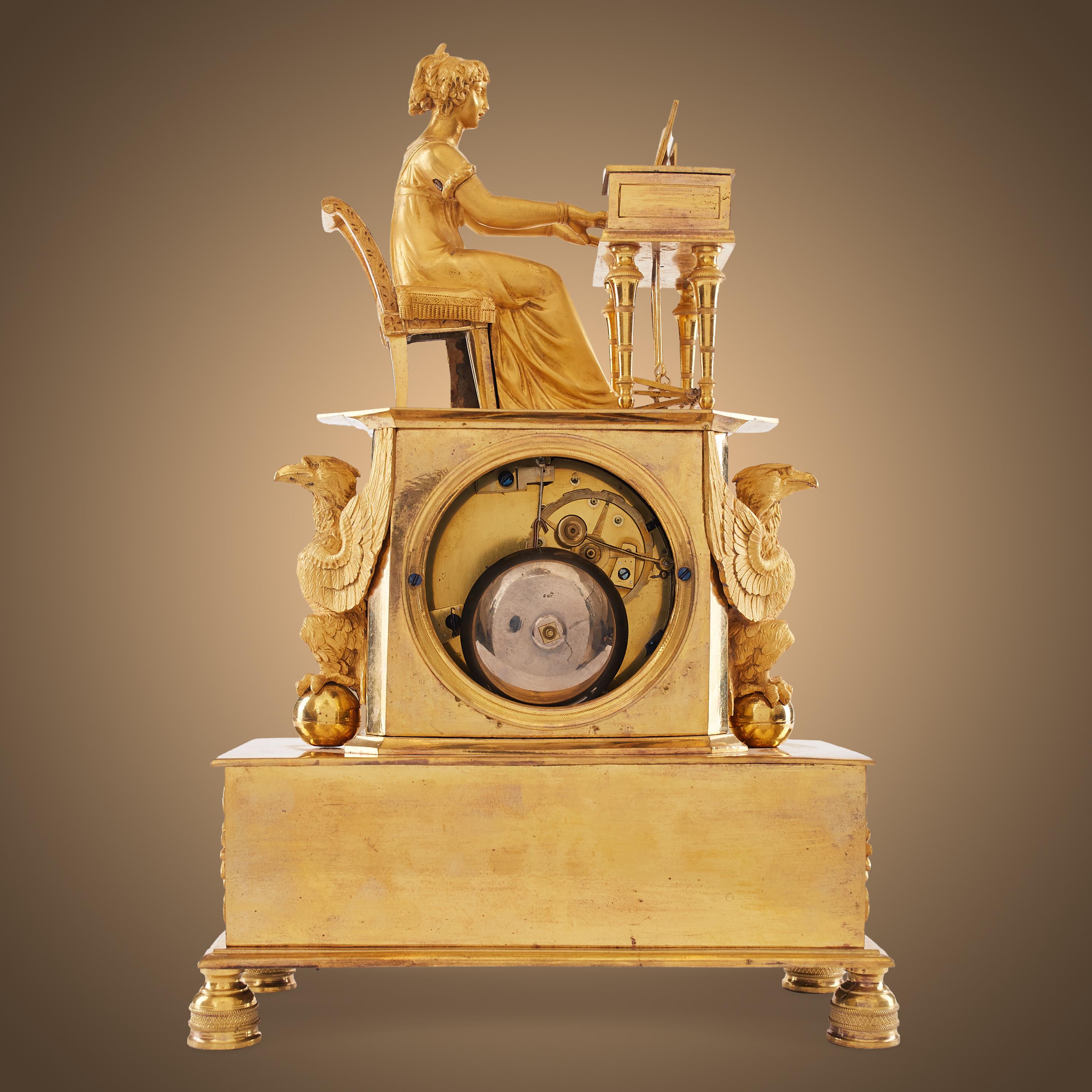 Unusual Empire-Style Ormolu Clock from the 19th Century 4