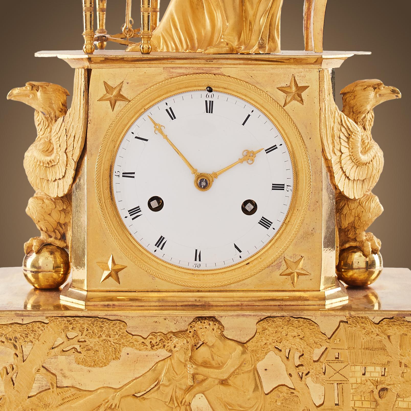 Unusual Empire-Style Ormolu Clock from the 19th Century 3