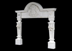 Unusual English Baroque Style Fireplace in Italian Carrara Marble