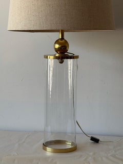 An Unusual Ethan Allan Lamp Brass And Glass ca' 1980's