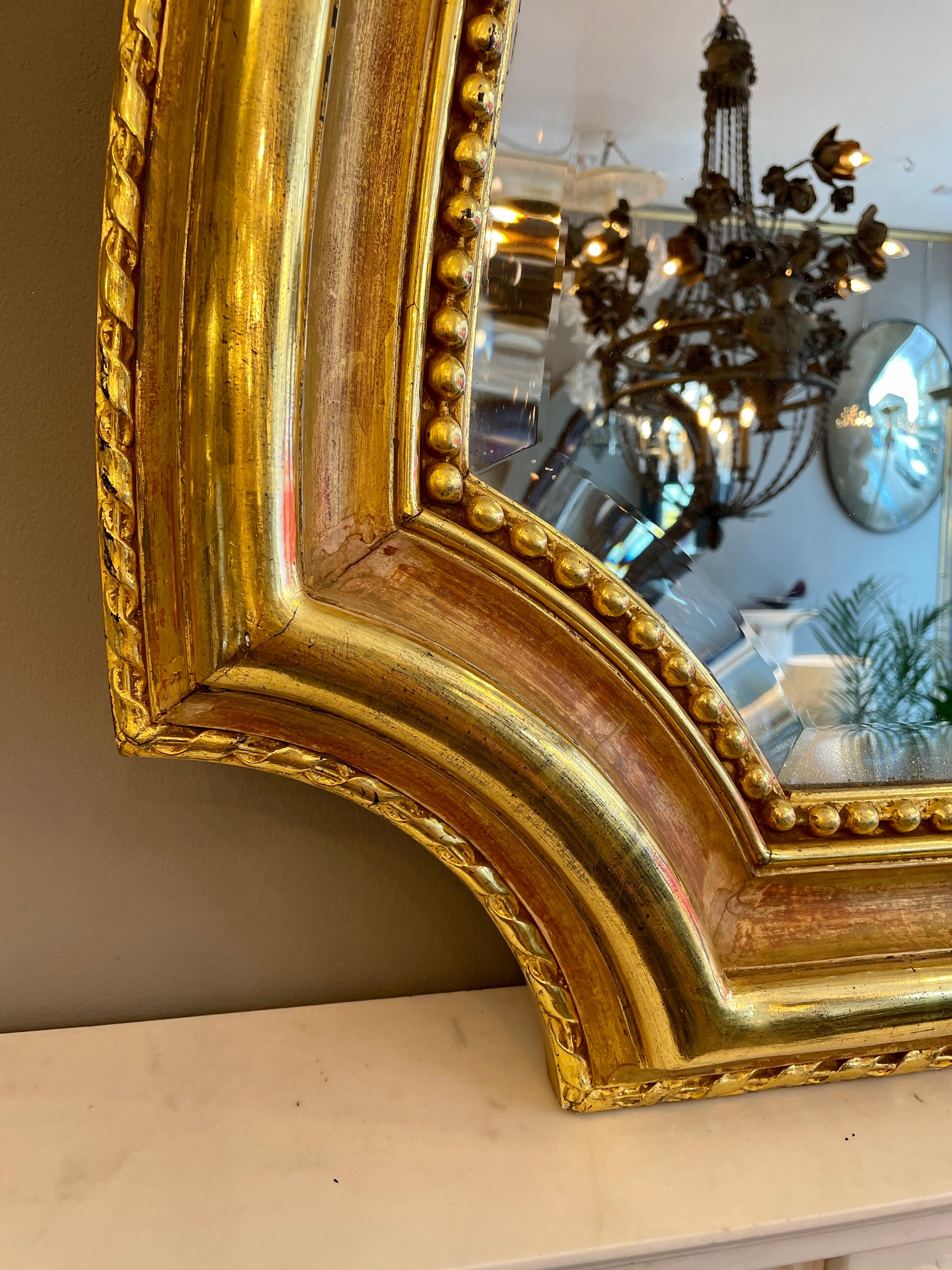 Unusual French Antique Gold Gilt Mirror In Good Condition In London, GB