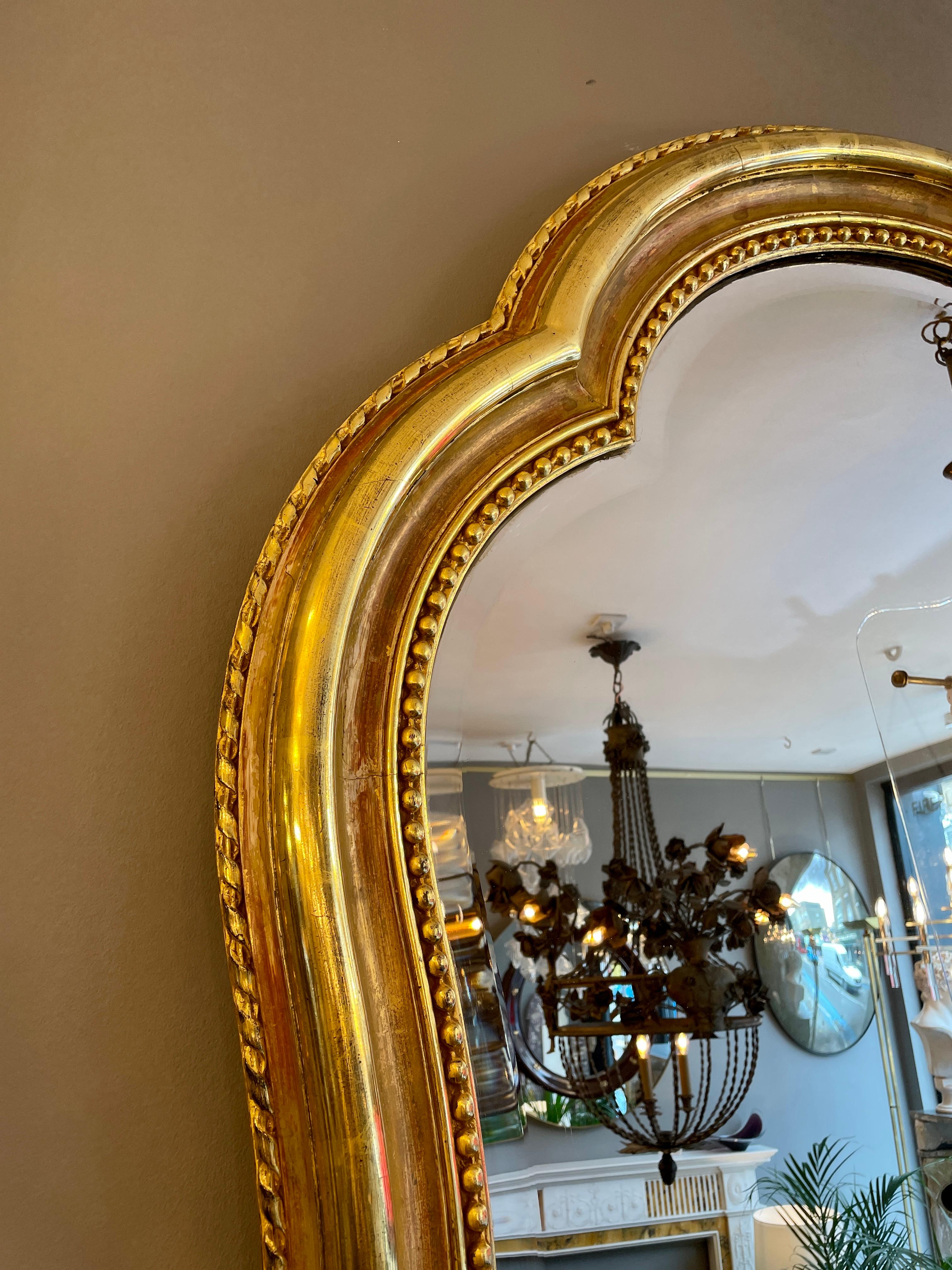 19th Century Unusual French Antique Gold Gilt Mirror