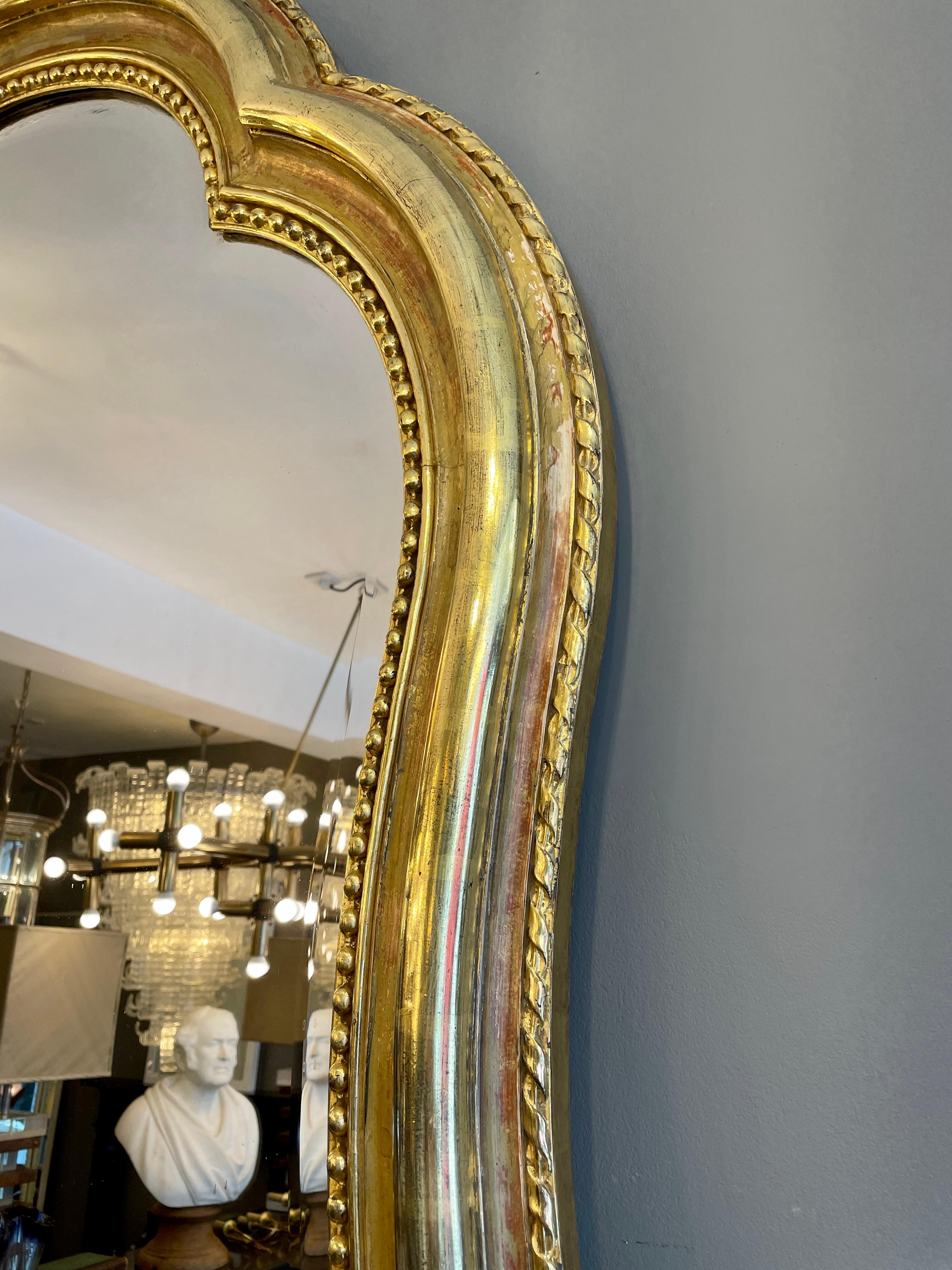 Unusual French Antique Gold Gilt Mirror 3