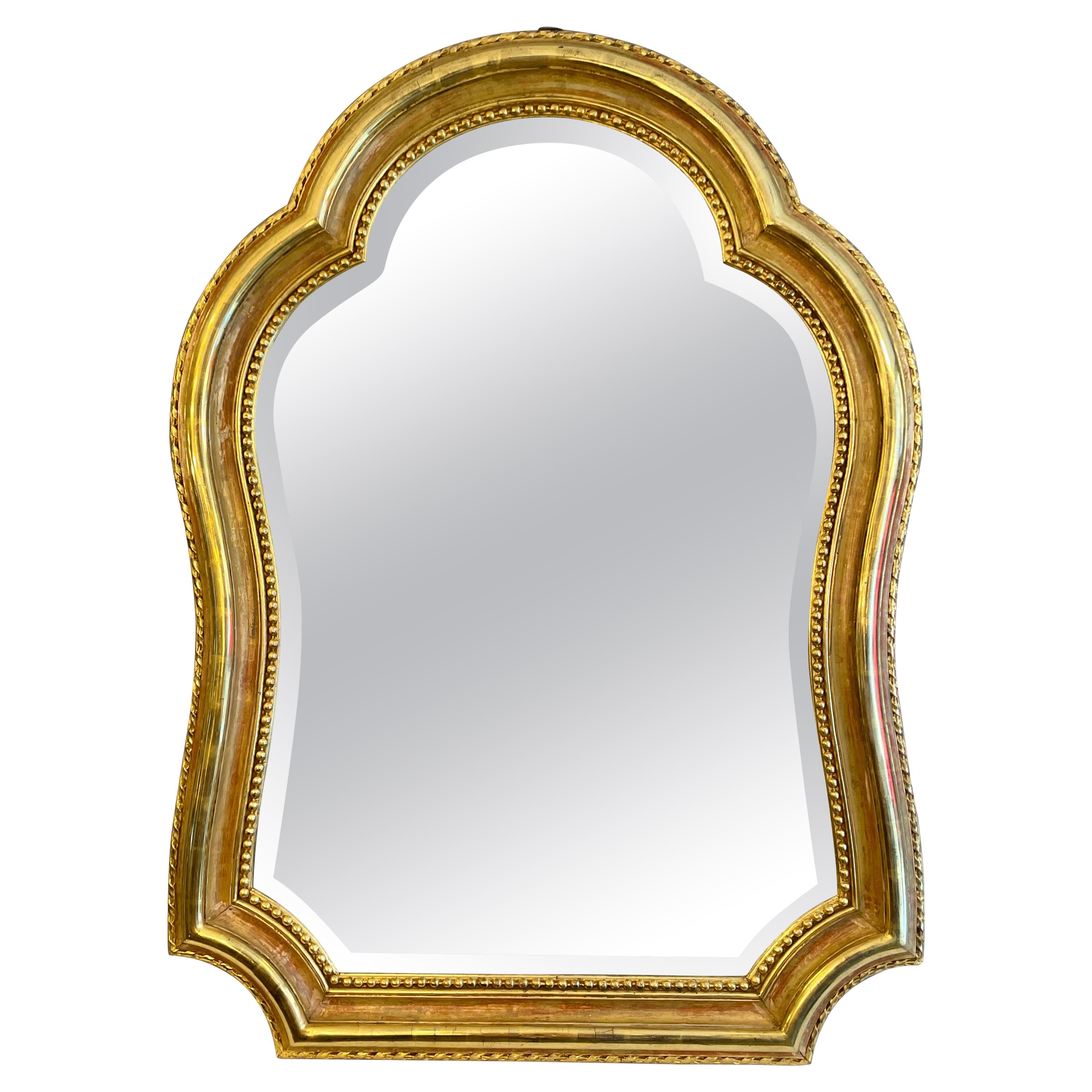 Unusual French Antique Gold Gilt Mirror