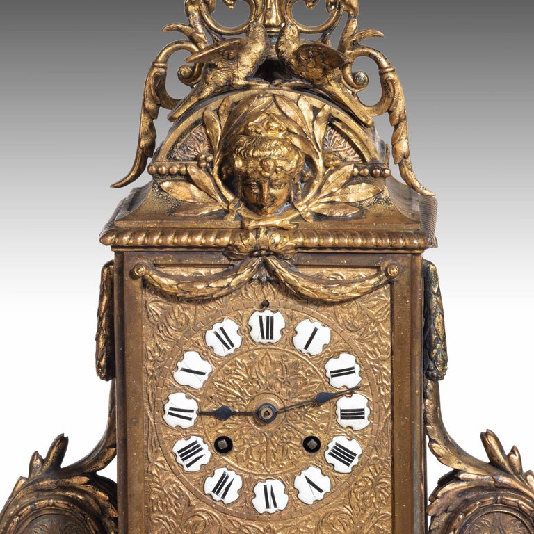 Unusual French Gilt Bronze Mantel Clock For Sale 1
