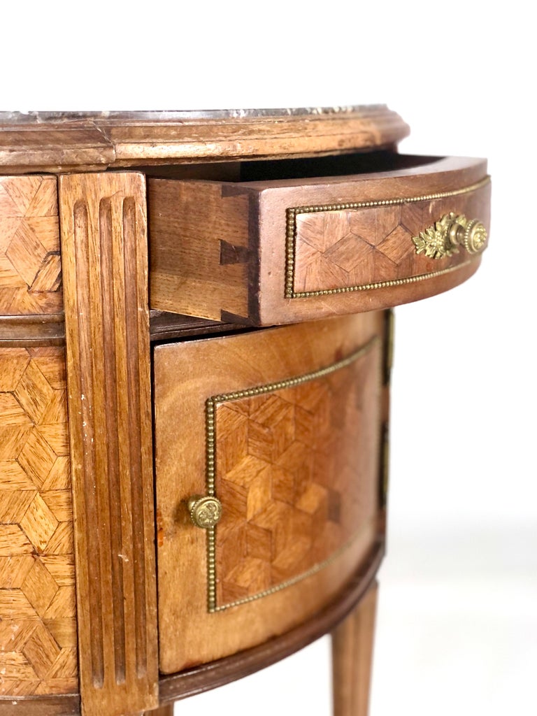 French OvalShaped Veneered Bedside Table For Sale at 1stDibs