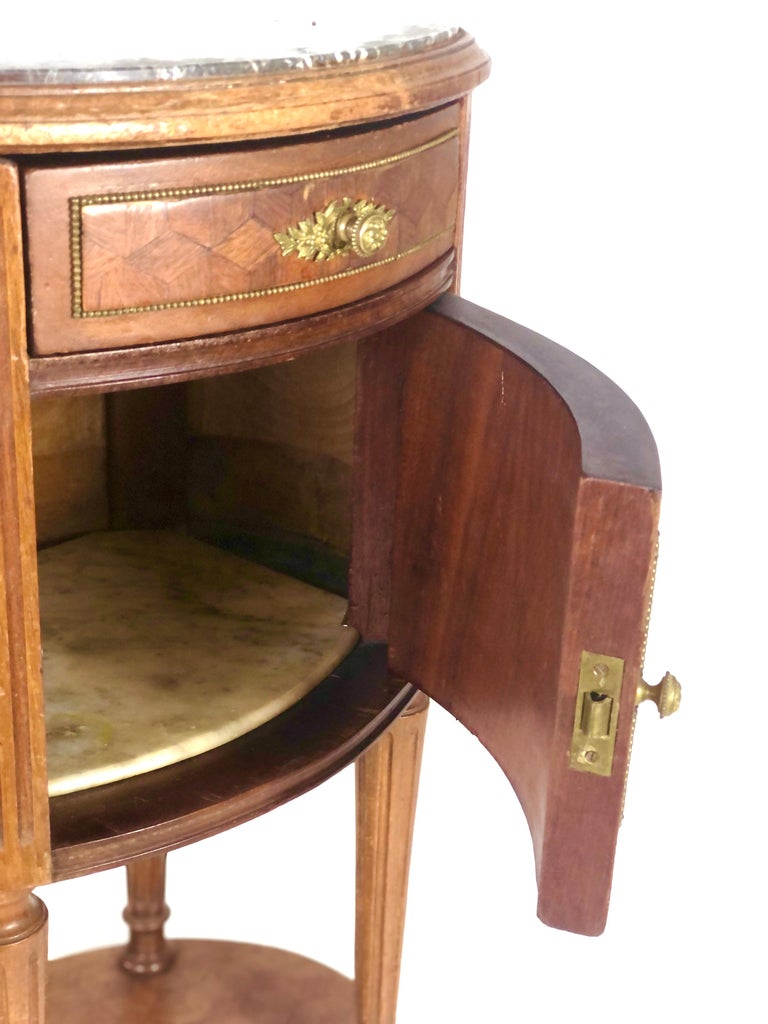 French OvalShaped Veneered Bedside Table For Sale at 1stDibs