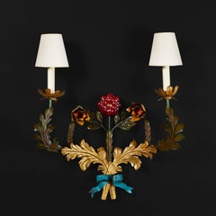 An Unusual French Painted Tole Wall Light