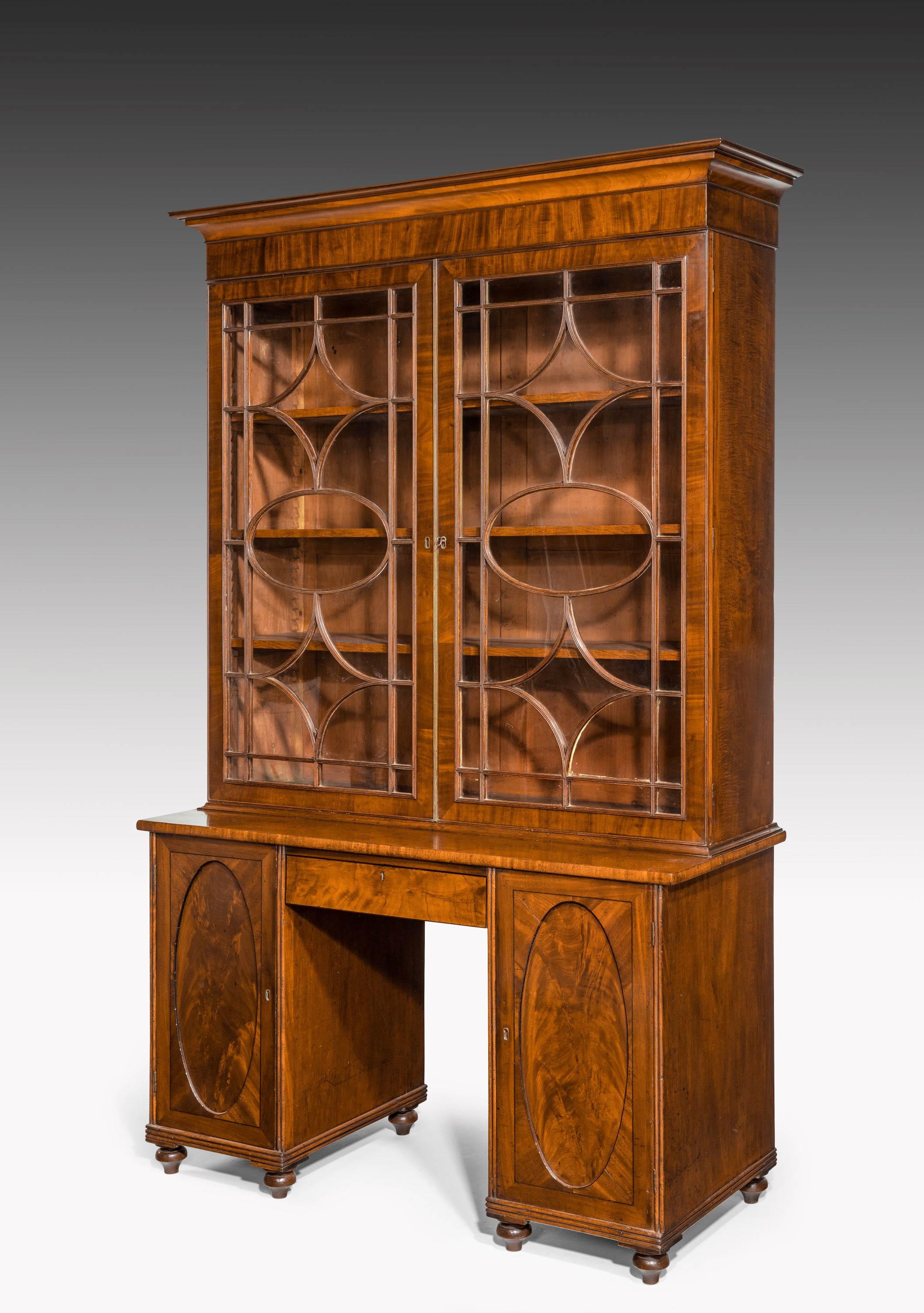 English An Unusual George III Period Bookcase with Kneehole