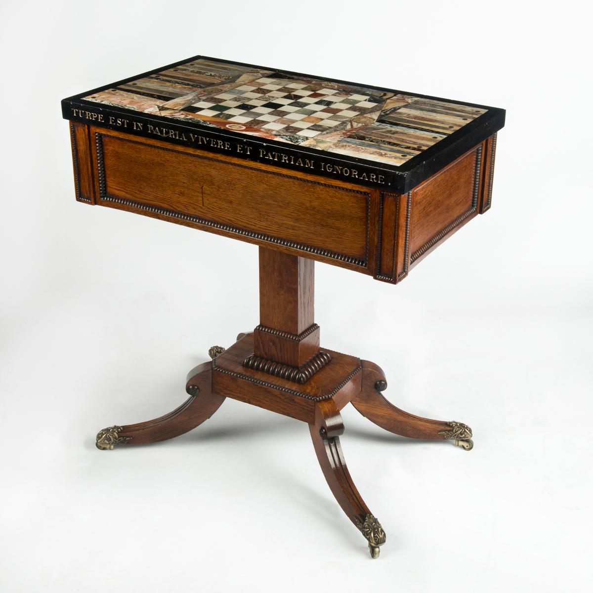 An unusual George IV specimen marble backgammon table attributed to Gillows For Sale 2