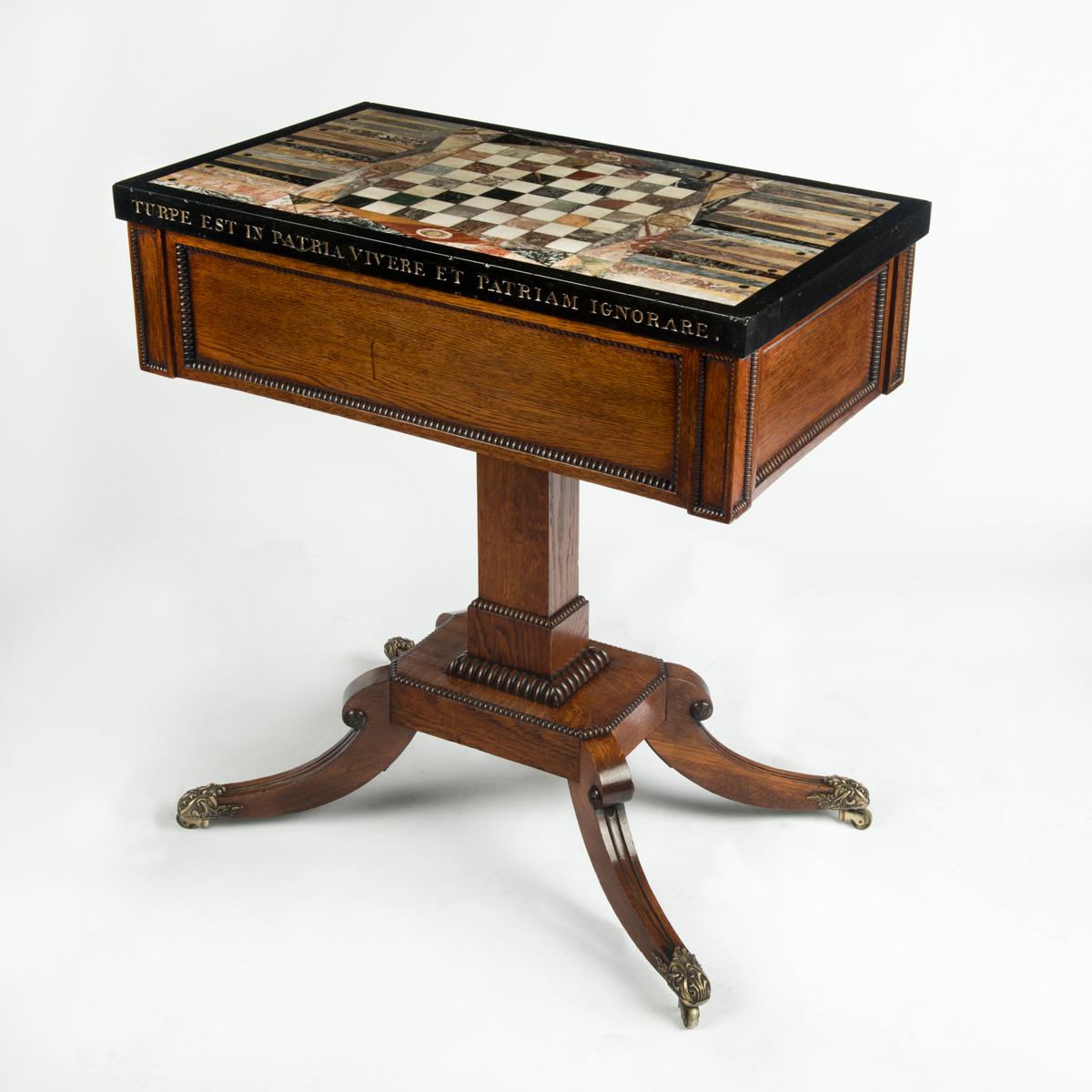 An unusual George IV specimen marble backgammon table attributed to Gillows For Sale 1