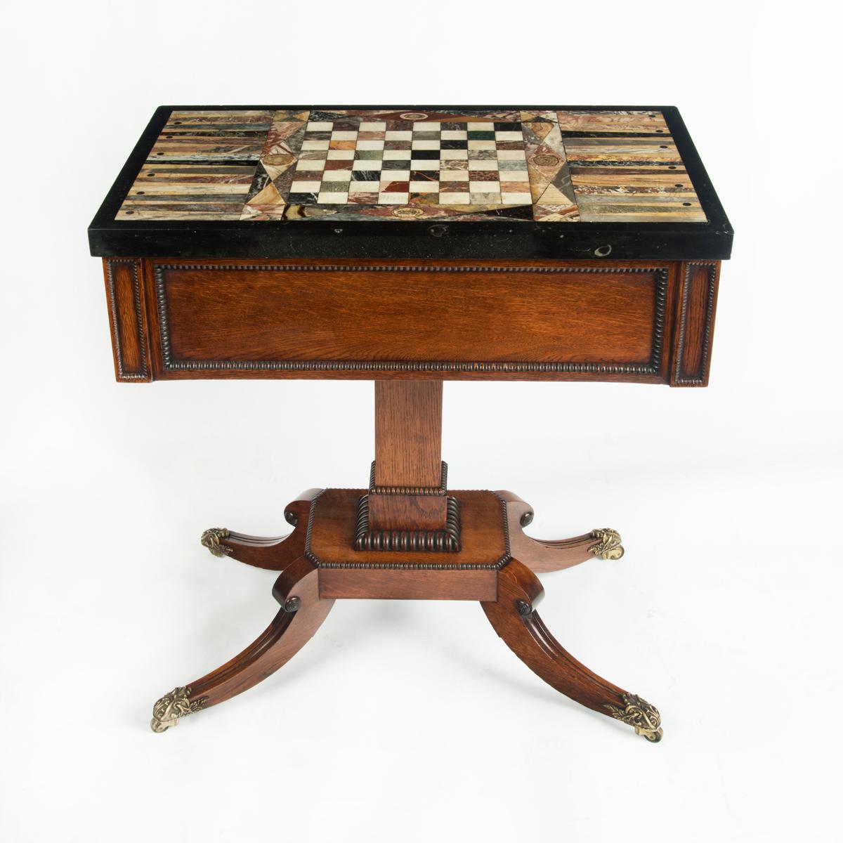 An unusual George IV specimen marble backgammon table attributed to Gillows For Sale 3