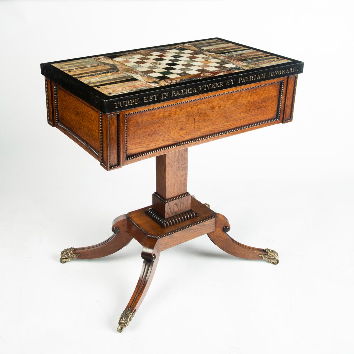 English An unusual George IV specimen marble backgammon table attributed to Gillows For Sale