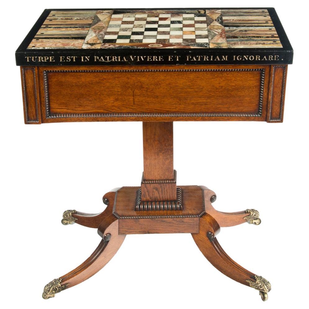 Une table de backgammon inhabituelle en marbre de style George IV attribuée à Gillows