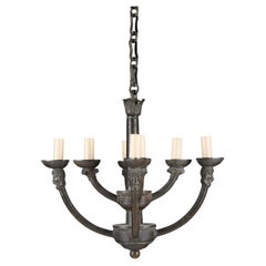 An Unusual Greco-Roman Style Bronze Chandelier with Tragedy Masks