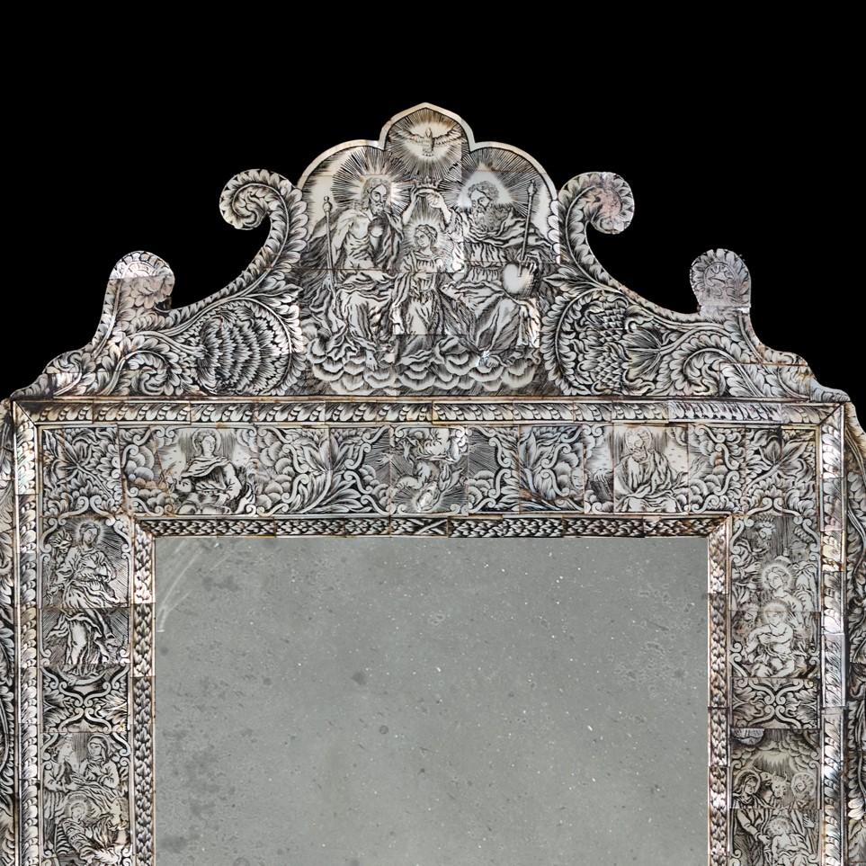 Miroir inhabituel en nacre de l'Inde-Portugaise Bon état - En vente à London, GB