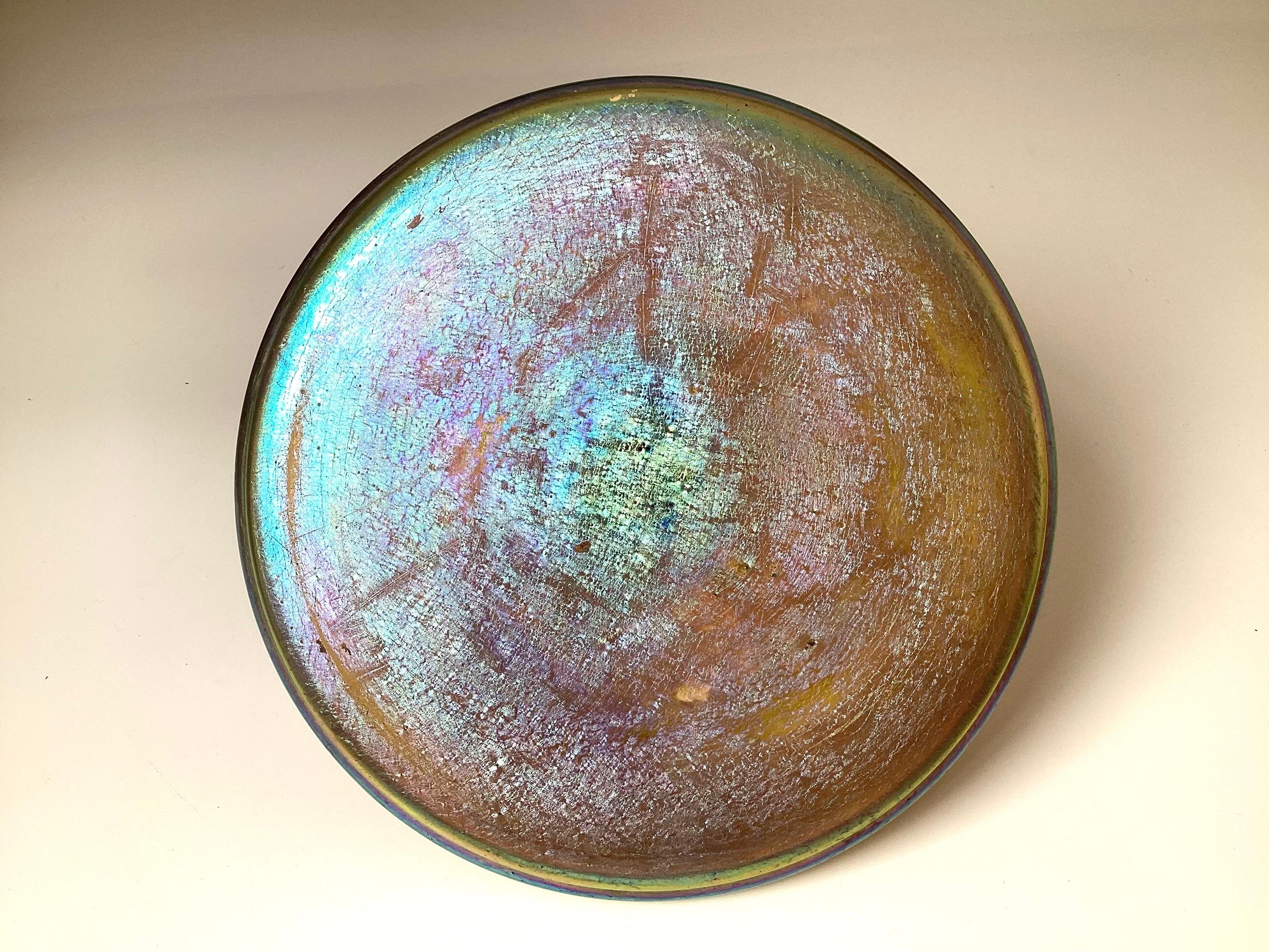 Ungewöhnliches schillerndes Tintenfass aus Glas und Sterling 1