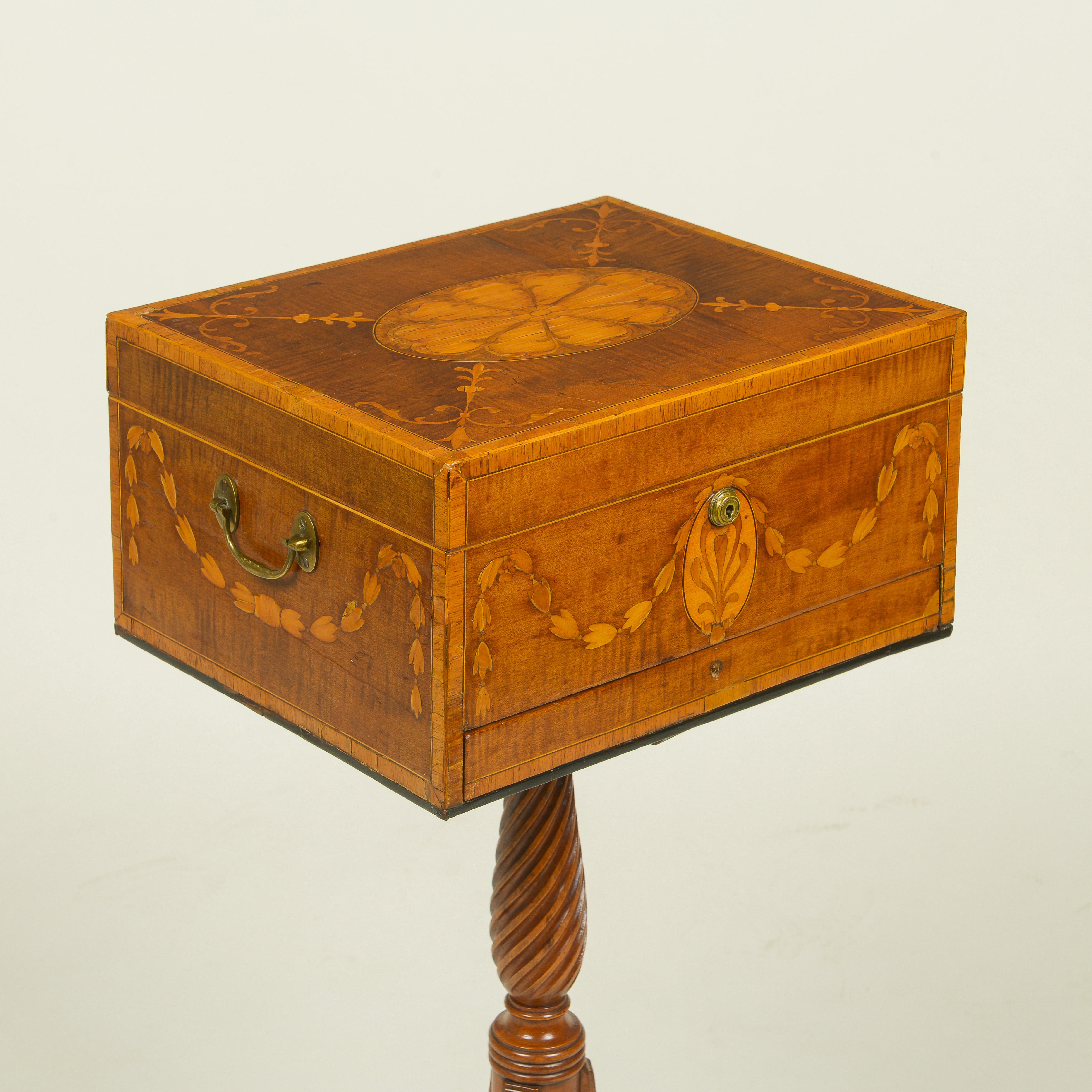 Late 18th Century Unusual Irish George III Harewood and Satinwood Inlaid Work Table For Sale