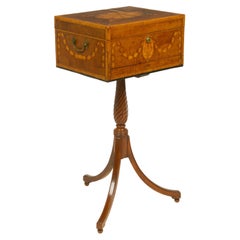 Unusual Irish George III Harewood and Satinwood Inlaid Work Table