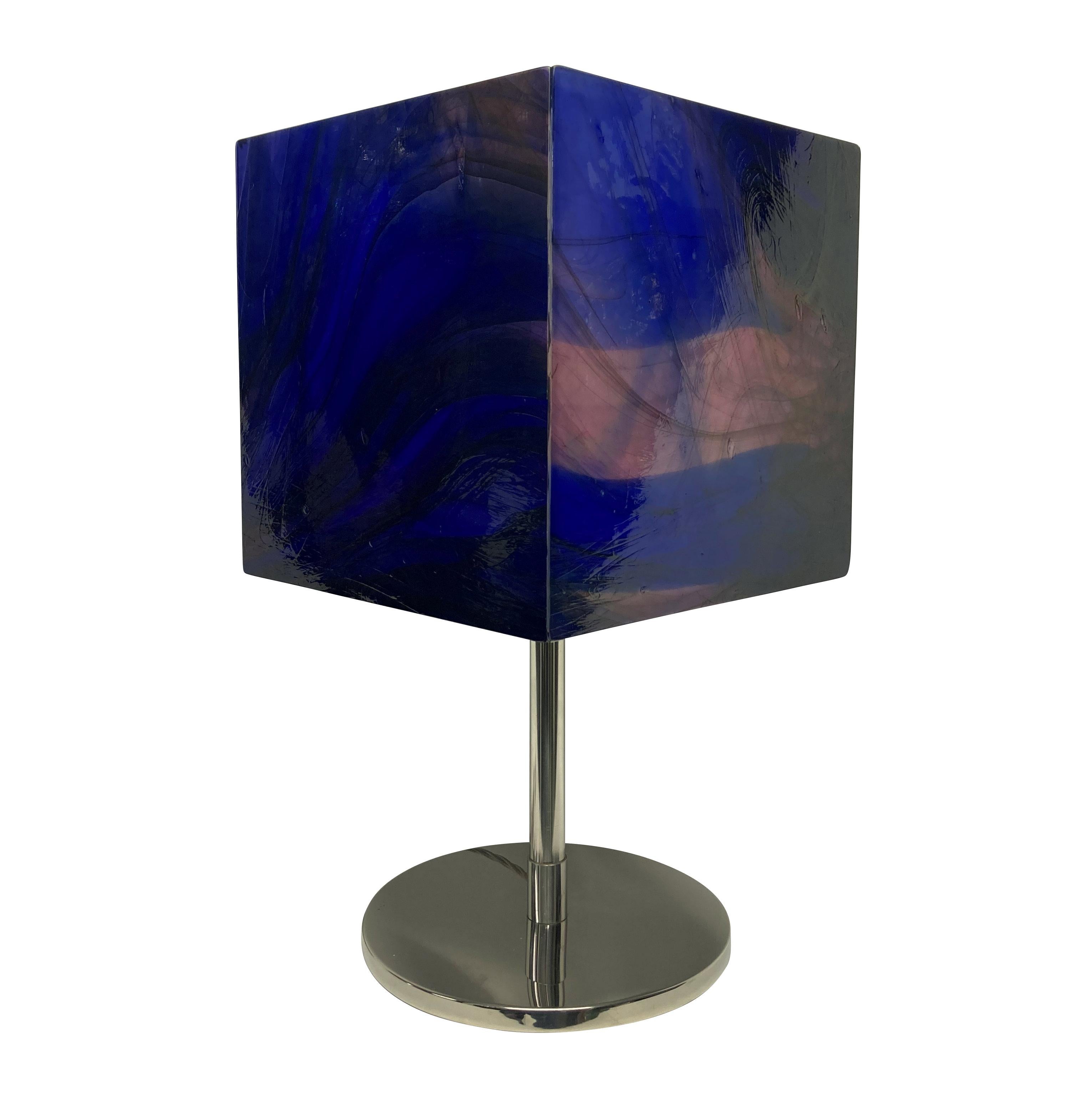 Mid-Century Modern Unusual Italian Midcentury Table Lamp with Venetian Glass Shade For Sale