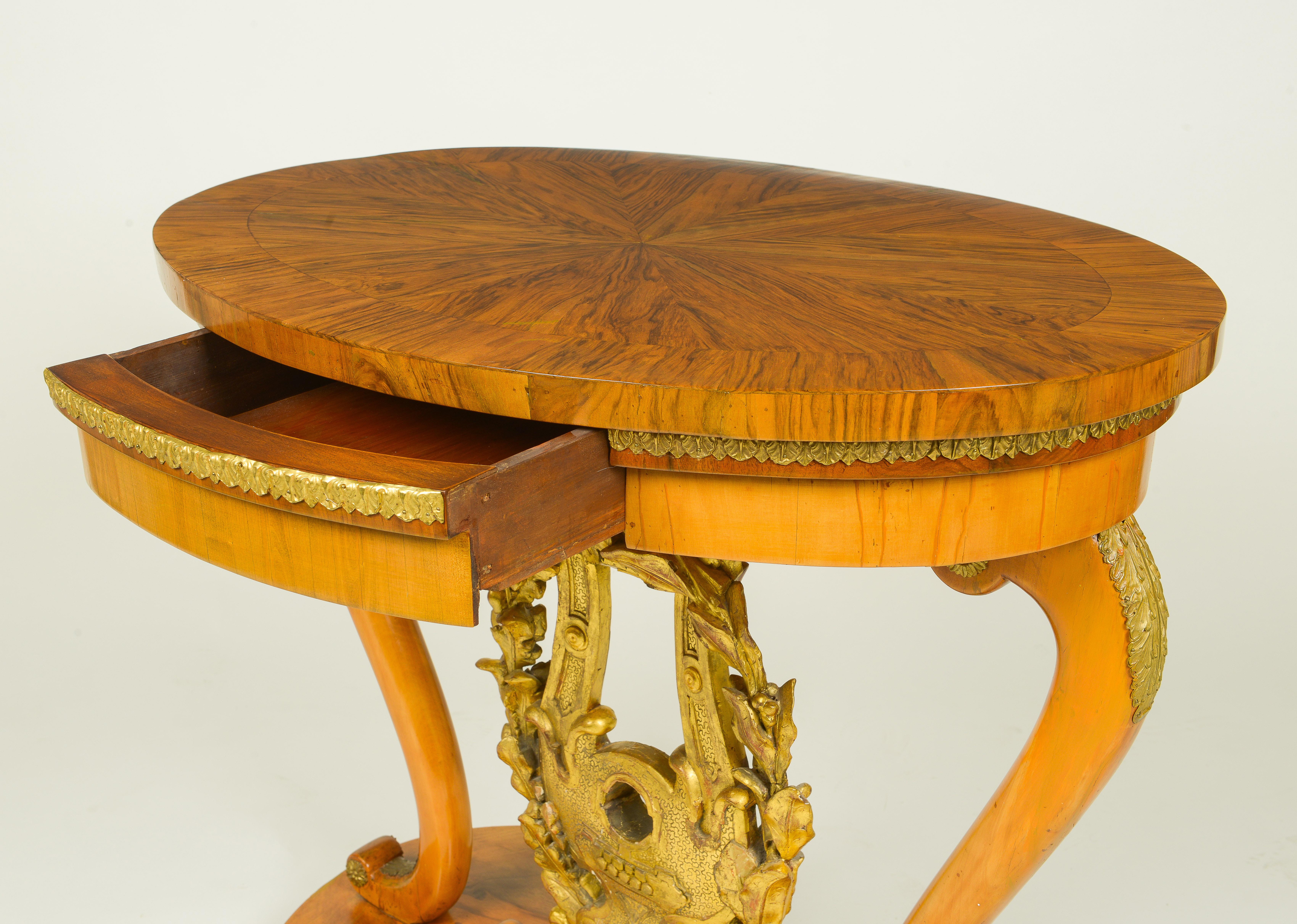 Unusual Italian Walnut and Giltwood Center Table For Sale 4