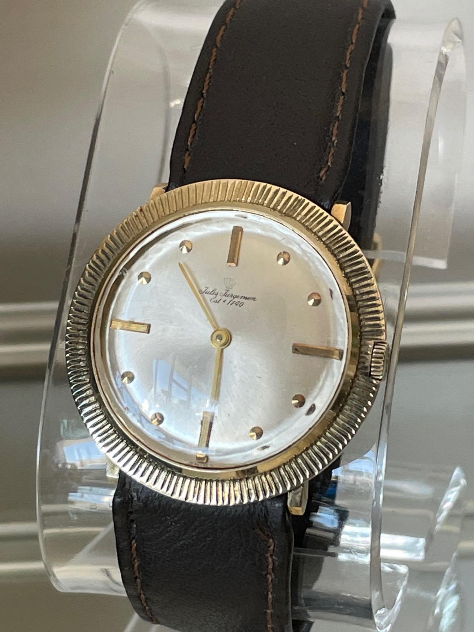 Unusual Jules Jurgensen Dress Wristwatch in 14-Karat Gold, circa 1970s 5