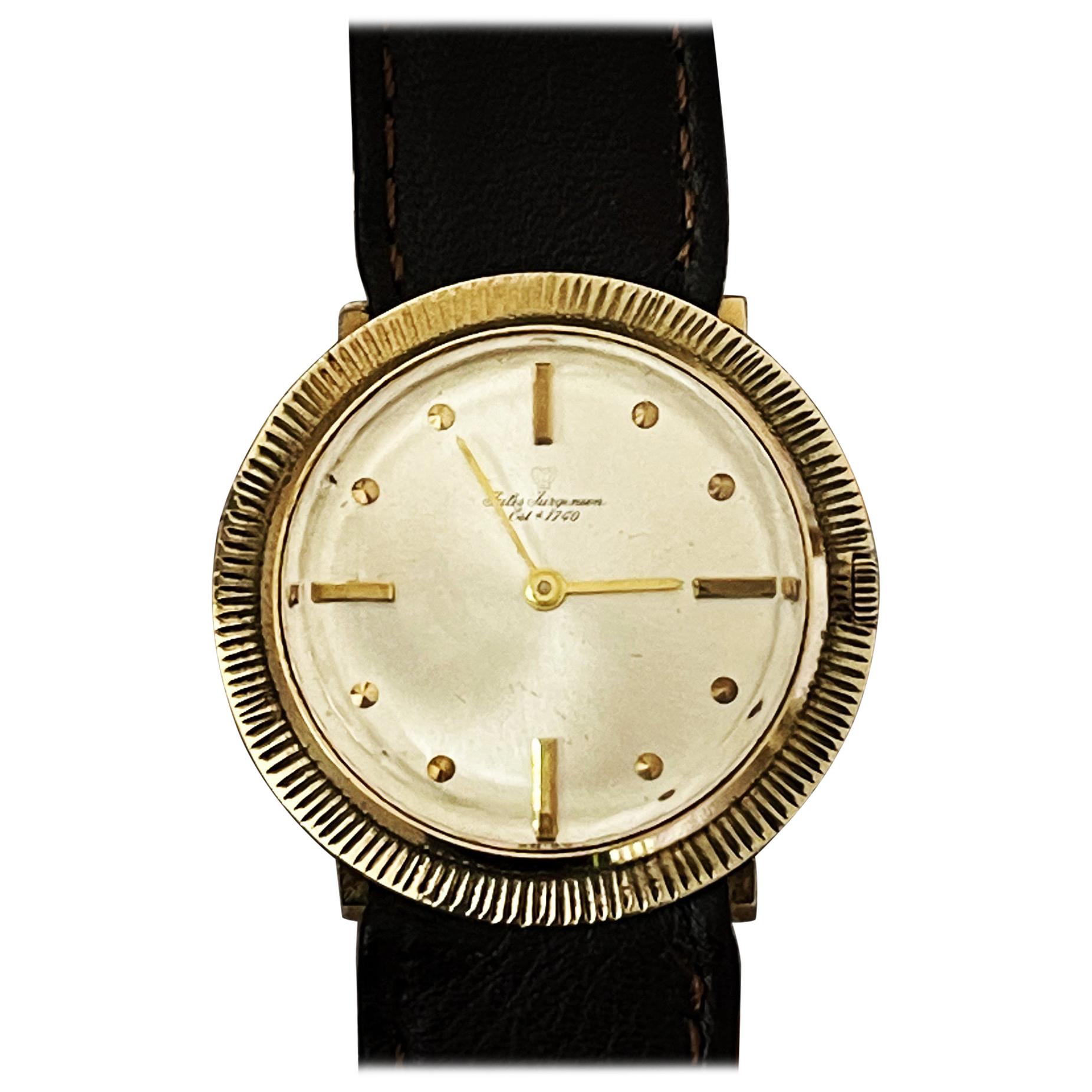 Unusual Jules Jurgensen Dress Wristwatch in 14-Karat Gold, circa 1970s