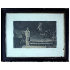 Unusual Large circa 1900-1910 Framed Print of a Failed Marriage Proposal