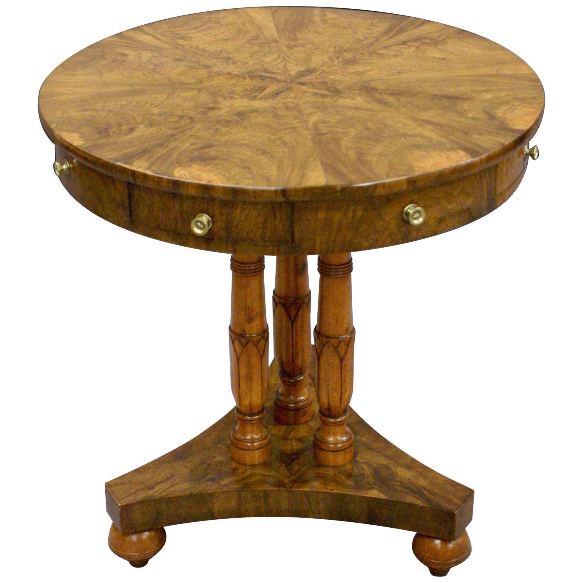Unusual Maltese 19th Century Small Olive Wood Revolving Drum
