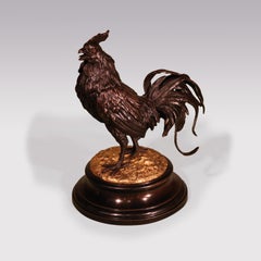 Unusual Mid 19th Century Bronze & Ormolu Inkwell in the Form of Well-Cast Coc
