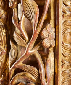 Unusual Mid 19th Century Organically Carved Giltwood Pier Mirror, Peranakan