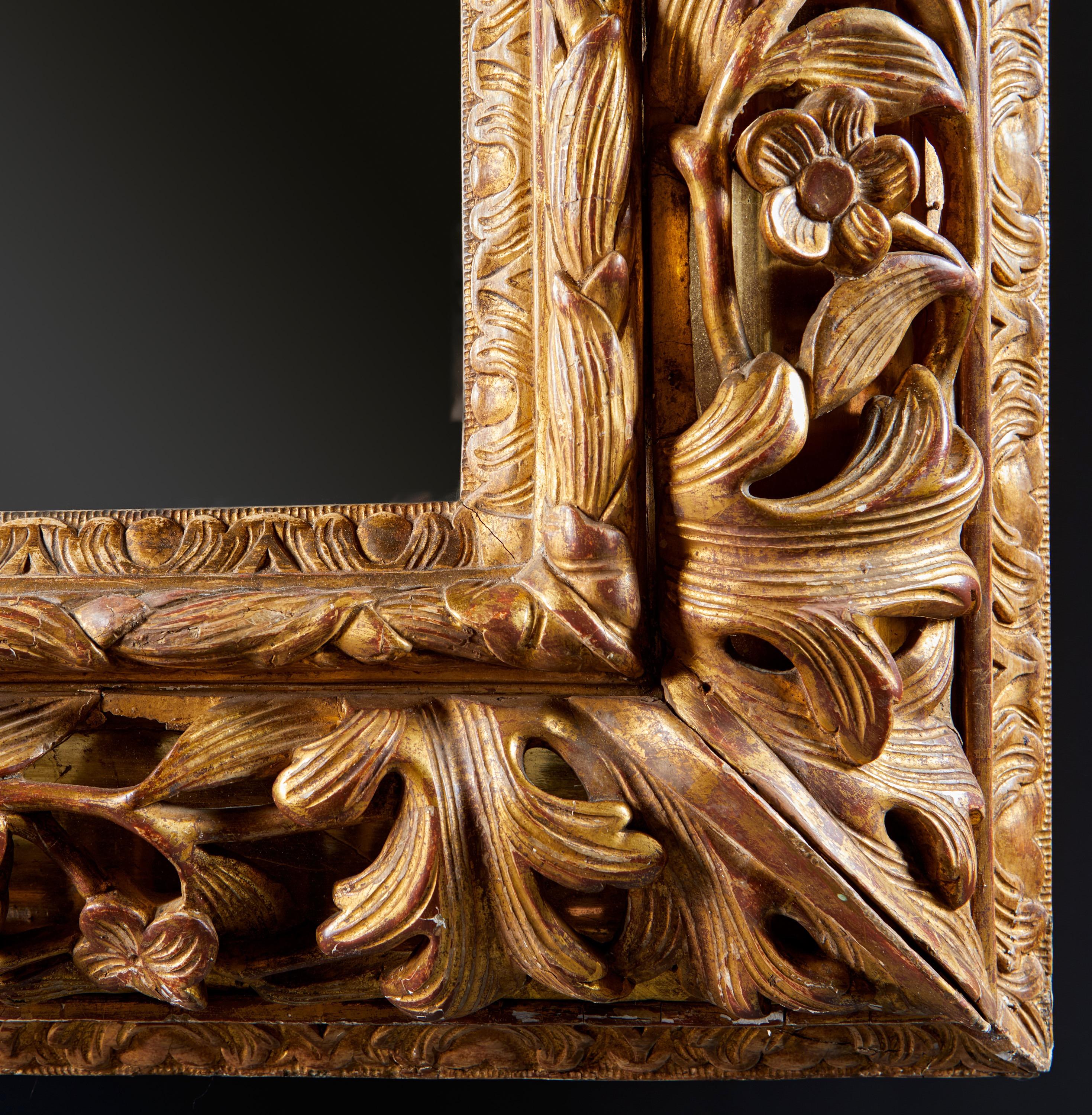 Other Unusual Mid 19th Century Organically Carved Giltwood Pier Mirror, Peranakan For Sale
