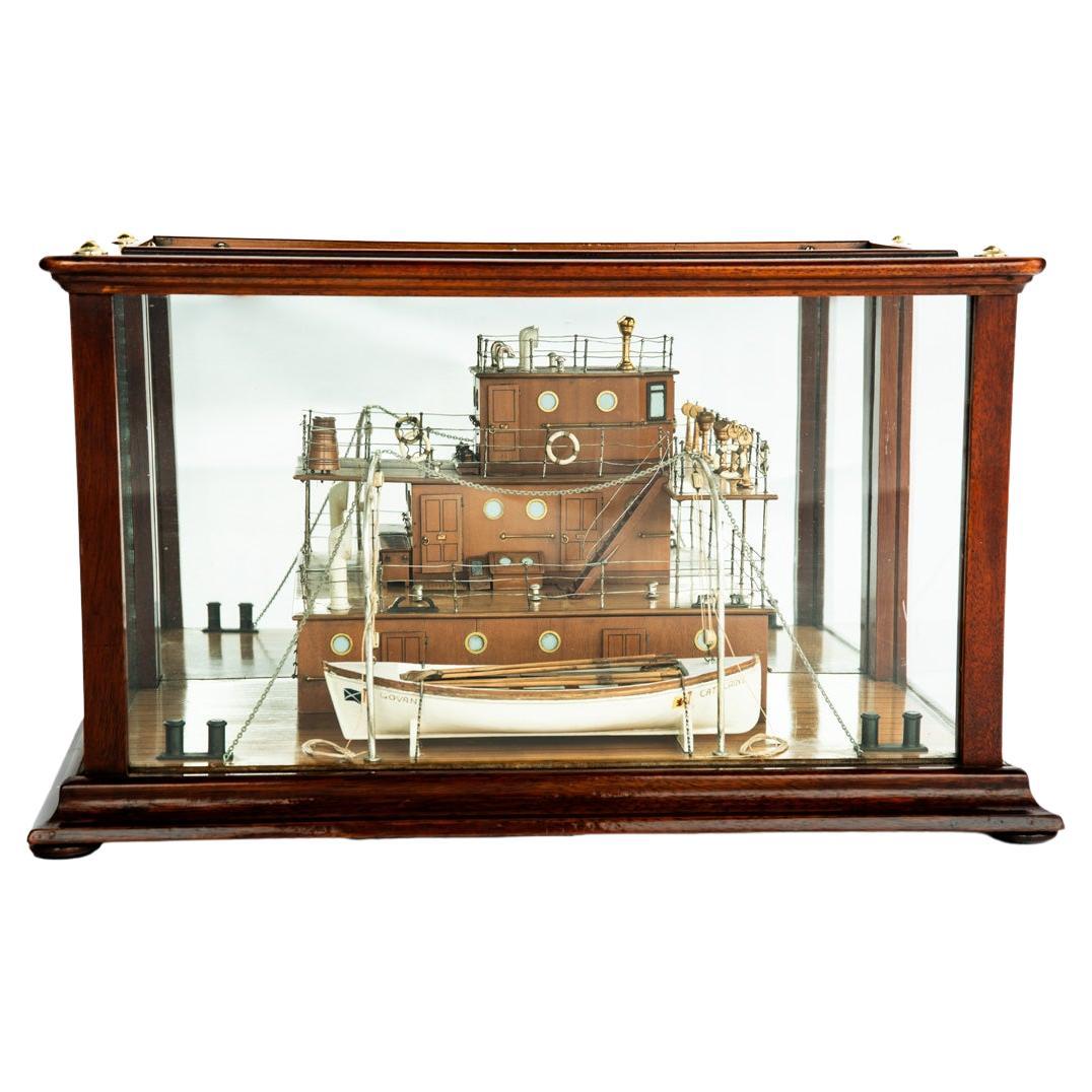 An unusual mirror-backed model of a section of the steamship Catherine Govan