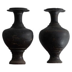 Antique Unusual Near Pair of Khmer Vessels, Angkor Wat Period, 11th-12th Century