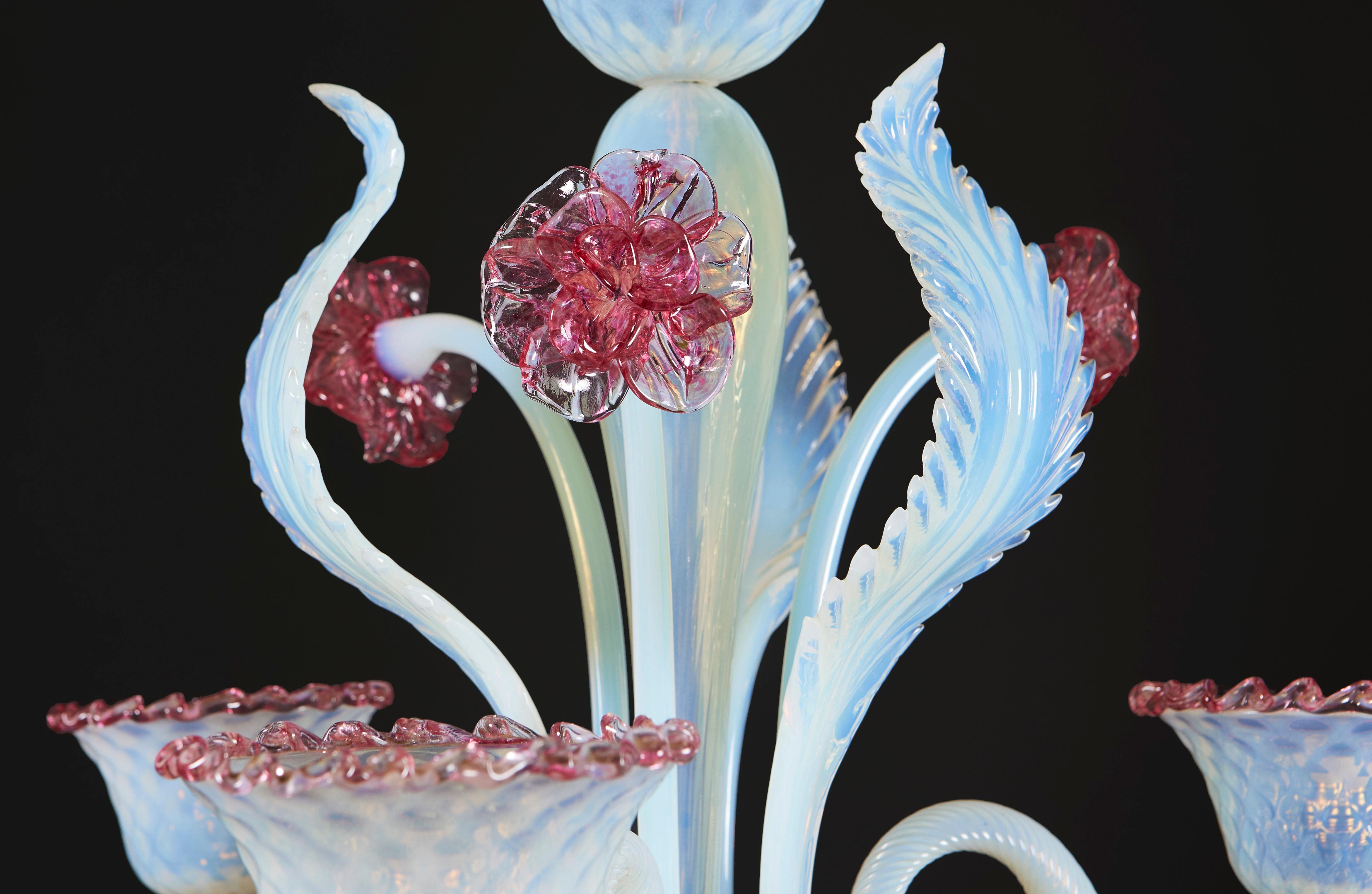 20th Century Unusual Opaline Murano Chandelier