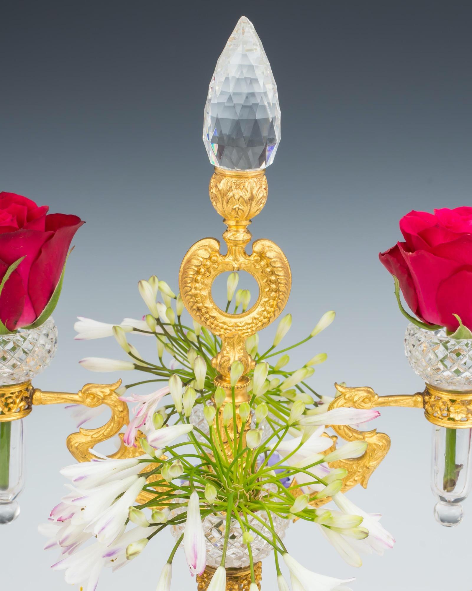 Mid-19th Century Unusual Ormolu Mounted & Cut Glass Flower Epergne by F&C Osler For Sale
